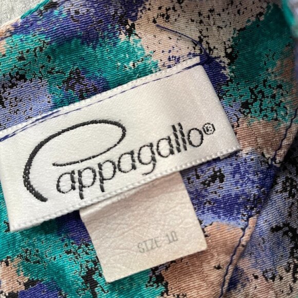 Vintage Pappagallo Abstract Floral Blouse Shirt Short Sleeve Womens Medium Large - Picture 7 of 12